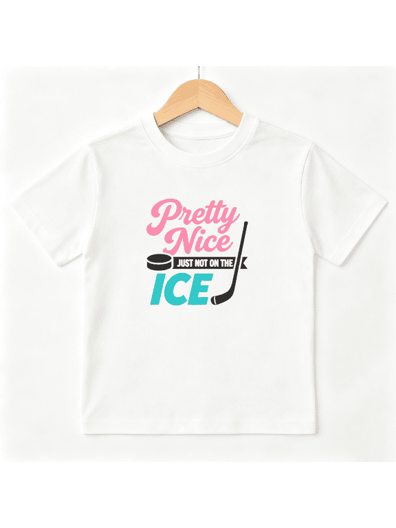 Pretty Nice Ice Hockey Boys Graphic Tee, Funny Sports Fan Stick Puck 100% Cotton Kids Short Sleeve T-Shirt