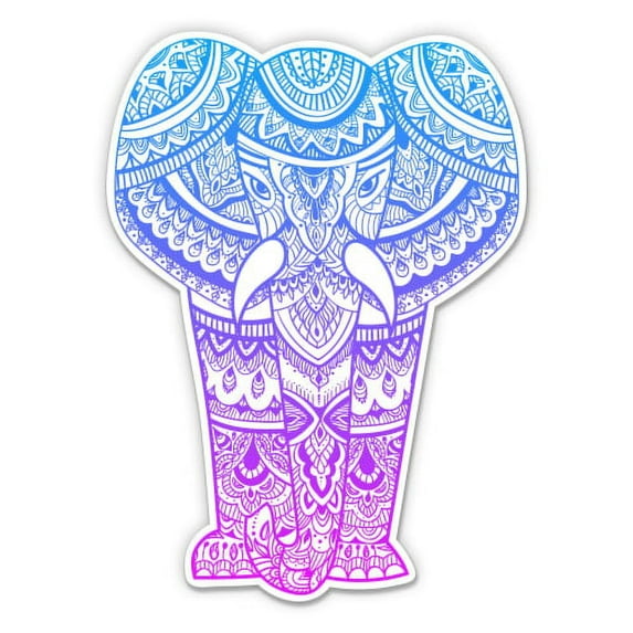 Pretty Ombre Mandala Pattern Elephant Tribal - 12" Vinyl Sticker Waterproof Decal