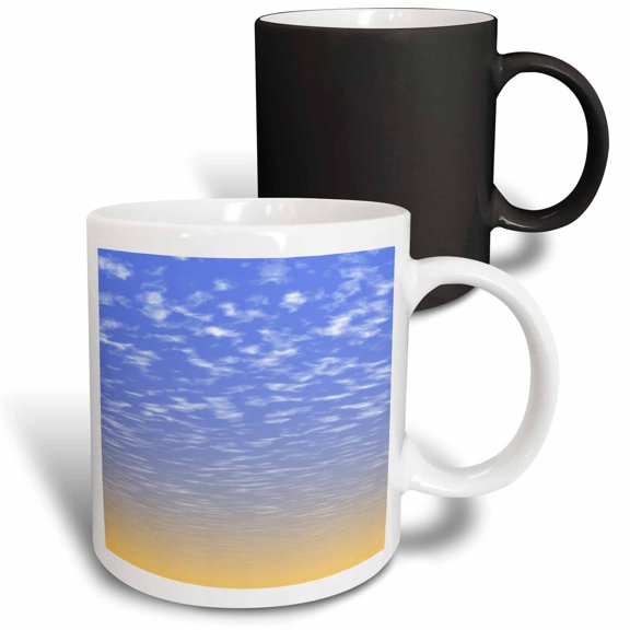 3drose, Pretty Orange and Blue Morning Sunrise with Scattered Clouds, 11oz Magic Transforming Mug