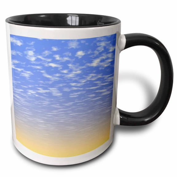 3drose, Pretty Orange and Blue Morning Sunrise with Scattered Clouds, 15oz Two-tone Black Mug