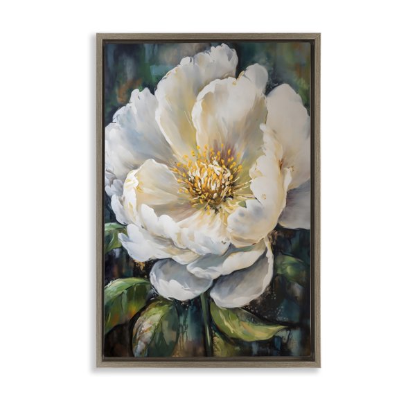 Stupell Industries Pretty Painted Flower Brown Framed Floater Canvas Wall Art, design by Creative Studio, 25 x 17
