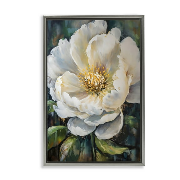 Stupell Industries Pretty Painted Flower Gray Framed Floater Canvas Wall Art, design by Creative Studio, 31 x 21