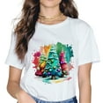 thumbnail image 1 of Pretty Painted Watercolor Christmas Tree Holiday T-Shirt, 1 of 4