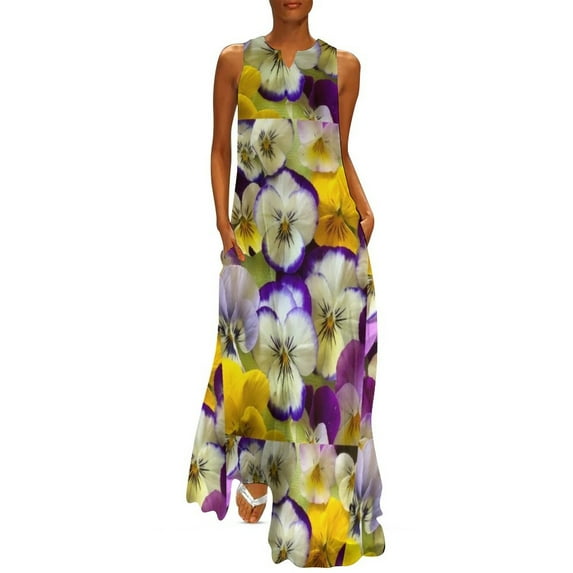 Pretty Pansies Long Dress dresses summer woman02 wom's eving dresses02 Dress
