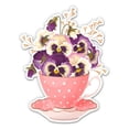 thumbnail image 1 of Pretty Pansies in a Teacup - 12" Vinyl Sticker Waterproof Decal, 1 of 1