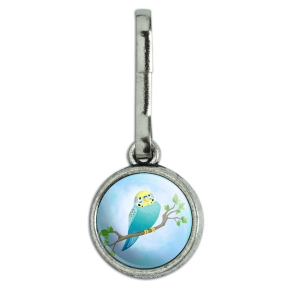 Pretty Parakeet Budgie Antiqued Charm Clothes Purse Suitcase Backpack Zipper Pull Aid