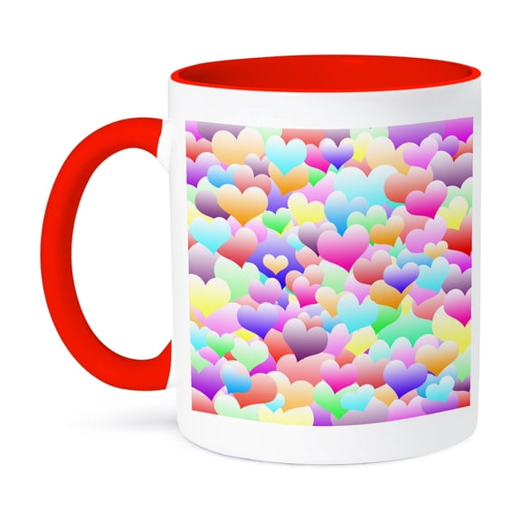 3drose, Pretty Pastel Bubble Heart Design, 11oz Two-tone Red Mug