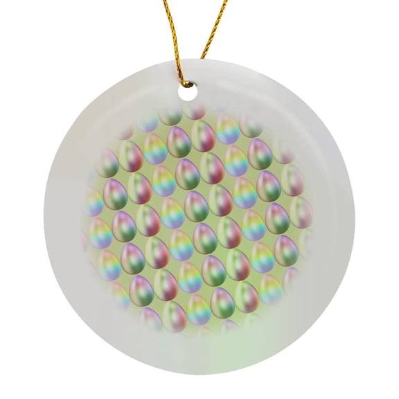 3drose, Pretty Pastel Iridescent Easter Egg Pattern, Circle Porcelain Ornament