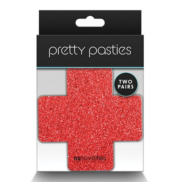 Pretty Pasties Glitter Cross Red/Silver 2 Pair
