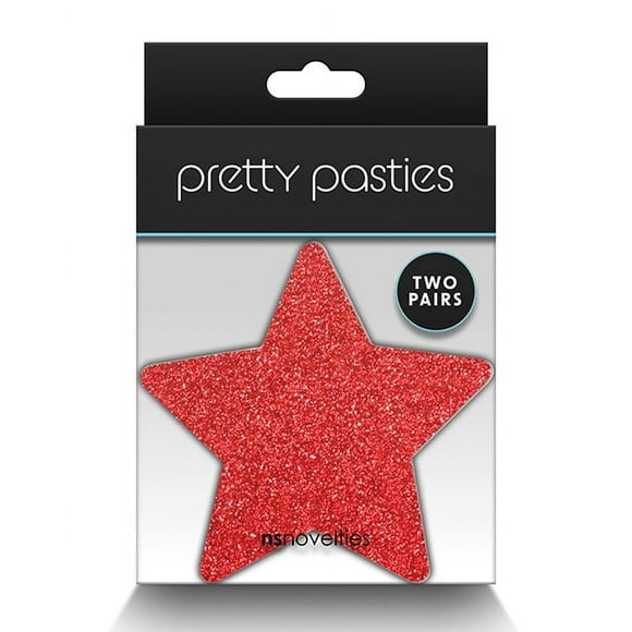 Pretty Pasties Glitter Stars Red/Silver 2 Pair