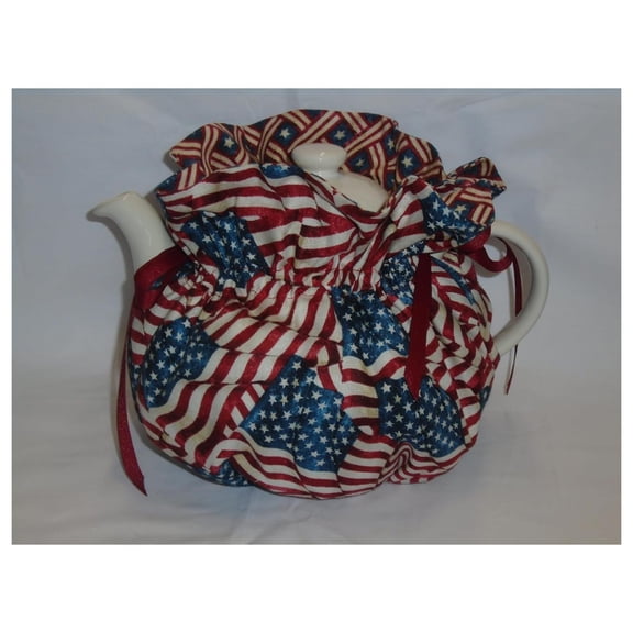 Pretty Patriotic Print 6 Cup Reversible Tea Pot Cozy