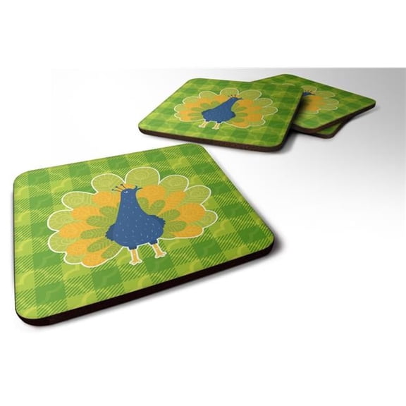 Pretty Peacock Foam Coasters - Set of 4