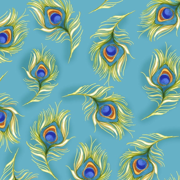 Pretty Peacock Turquoise Fabric Yard