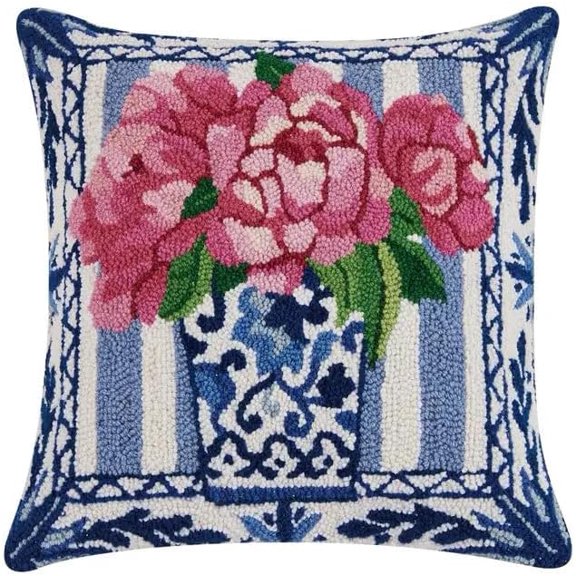 Pretty Petals Hook Pillow, 10-inch Square, Multicolor, Wool and Poly Velvet, for Home, Office, Living Room Dcor$$Home Decor, Kitchen, & Other