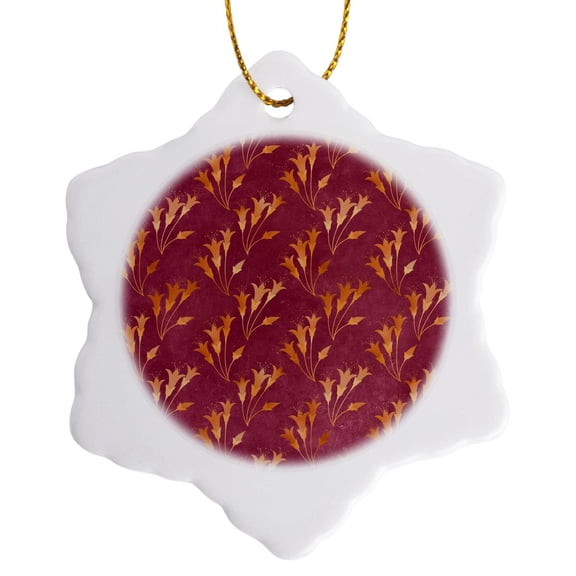 3drose, Pretty Pink and Orange Tiger Lily Pattern, 3 inch Snowflake Porcelain Ornament