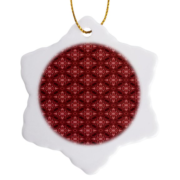 3drose, Pretty Pink and Red Fuzzy Diamond Shapes Pattern, 3 inch Snowflake Porcelain Ornament