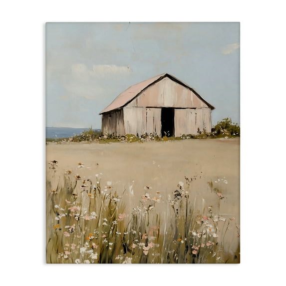 Stupell Industries Pretty Pink Barn Landscape Canvas Wall Art, design by Franklyn Gregory