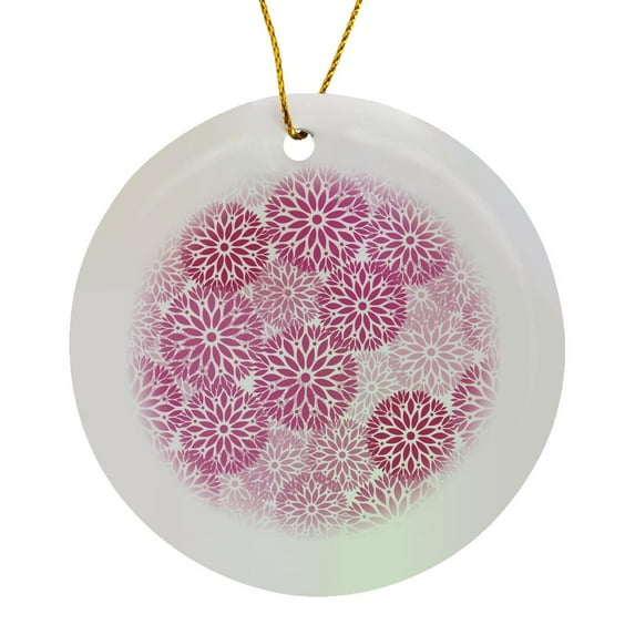 3drose, Pretty Pink Dahlia Flower Pattern, Circle Porcelain Ornament
