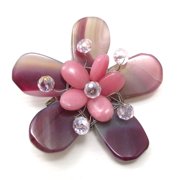 Pretty Pink Daisy Agate Stone Floral Handmade Pin/Brooch