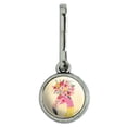 thumbnail image 1 of Pretty Pink Flamingo Flowers Antiqued Charm Clothes Purse Suitcase Backpack Zipper Pull Aid, 1 of 5