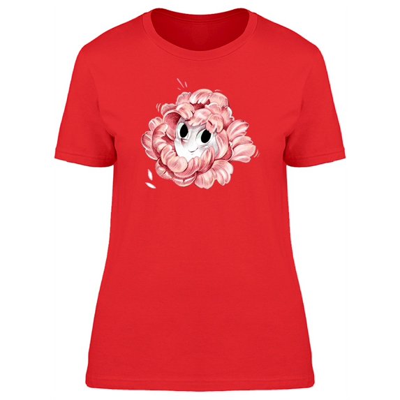 Pretty Pink Flower Smiling Face T-Shirt Women -Image by Shutterstock, Female XX-Large