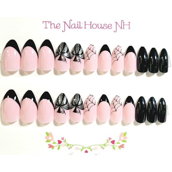 Pretty Pink Halloween Short Stiletto Press On Nails - 24 Pieces - Artificial Nail Kit - Halloween Nails