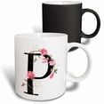 thumbnail image 1 of 3drose, Pretty Pink Magnolia Flower Monogram Initial P, 11oz Magic Transforming Mug, 1 of 7
