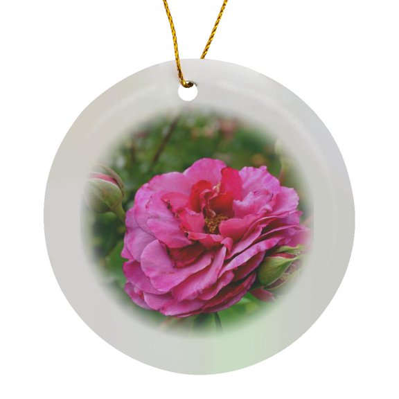 3drose, Pretty Pink Rose Floral Iii, Circle Porcelain Ornament