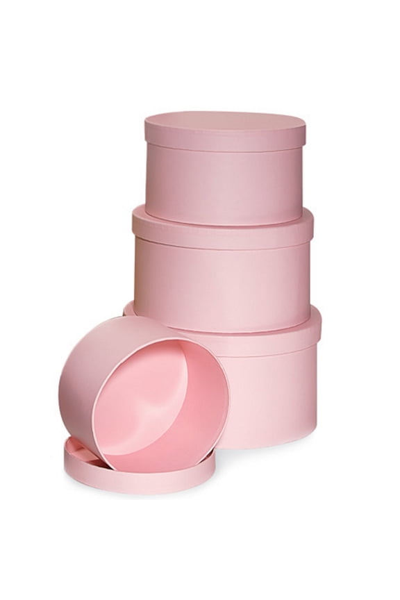 Pretty Pink Round Nested Boxes - 4 Piece Set - 2 Sets (NHB4PP)