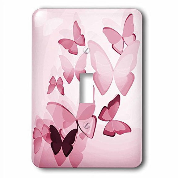 Pretty Pink Transparent Butterflies single toggle switch lsp-101506-1