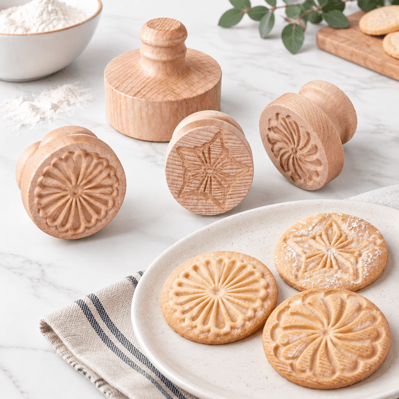 Pretty Pleated 3 Set 2.5 Inch Springerle Cookie Cutters & For Baking