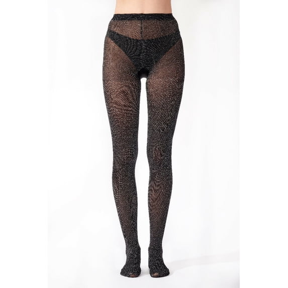 Pretty Polly Diagonal Sparkly Tights One Size Black/Silver - PNAXK5