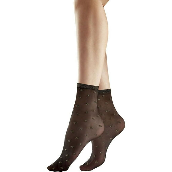 Pretty Polly Women's Sparkle Spot Ankle Highs, Black (Black/Gold), One Size