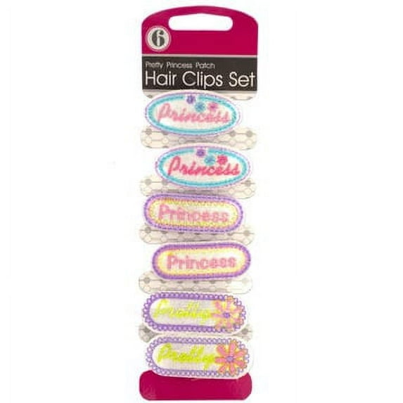 Pretty Princess Patch Hair Clips Set, 6 Count, 2 Pack