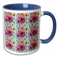 thumbnail image 1 of 3drose, Pretty Purple and Red Flowers Against a Mint Green Background, 11oz Two-tone Blue Mug, 1 of 6