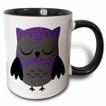 thumbnail image 1 of 3drose, Pretty Purple Damask Owl, 15oz Two-tone Black Mug, 1 of 6