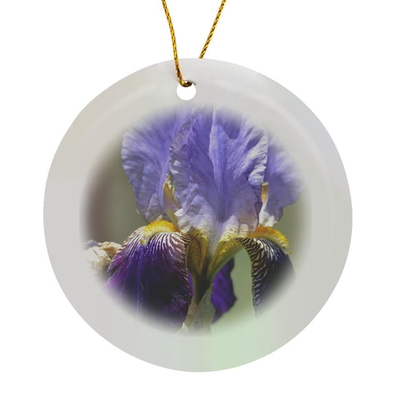 3drose, Pretty Purple Iris - Flowers - Spring Photography, Circle Porcelain Ornament
