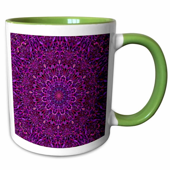 Pretty Purple Mandala Garden - abstract bohemian design 15oz Two-Tone Green Mug mug-301728-12
