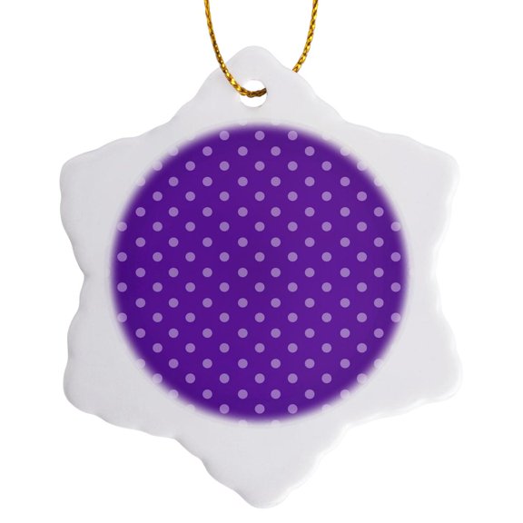 3drose, Pretty Purple Polka Dots Pattern, 3 inch Snowflake Porcelain Ornament