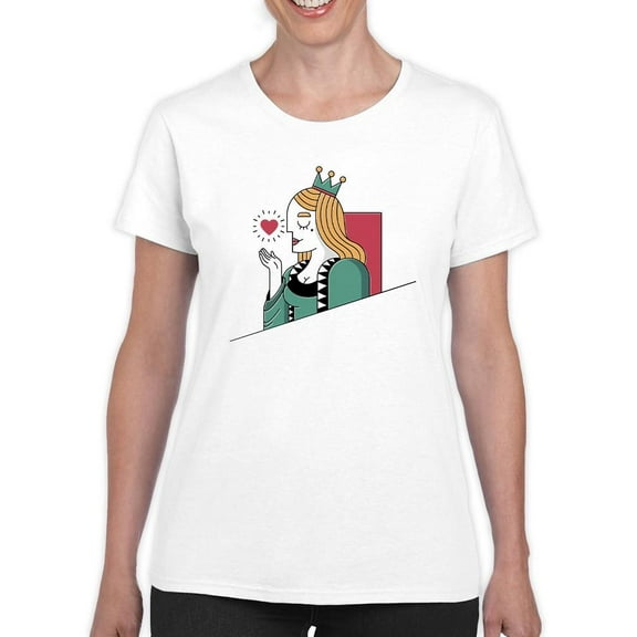 Pretty Queen Blowing Kiss T-Shirt Women -Smartprints Designs, Female 5X-Large