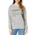 thumbnail image 1 of Pretty Rebellious Clothing Womens Naughty Crew Sweatshirt, Grey, Juniors, Medium, 1 of 2