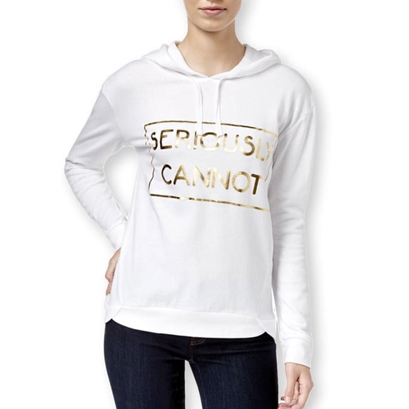 Pretty Rebellious Clothing Womens Seriously Cannot Hoodie Sweatshirt white L