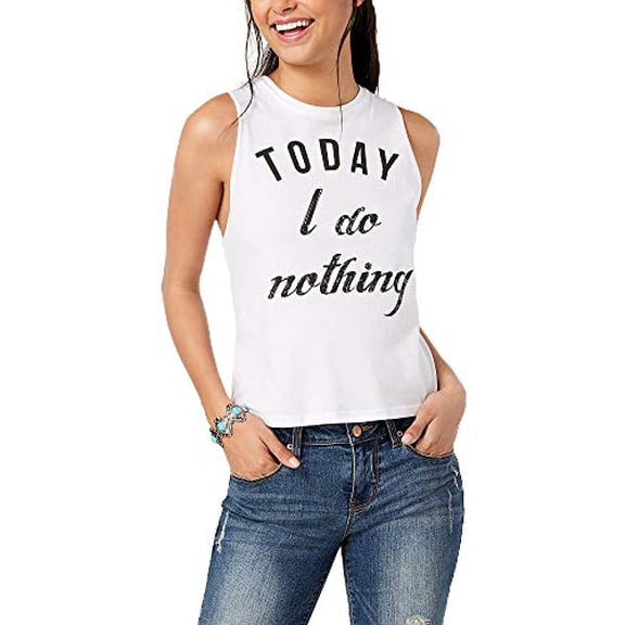 Pretty Rebellious Juniors' Graphic Tank Top White L