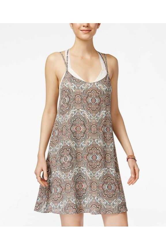 Pretty Rebellious Juniors Printed Shift Dress (Ivory, XXS)