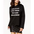 thumbnail image 1 of Pretty Rebellious Juniors' Too Tired Glitter Graphic Hoodie Black M, 1 of 2