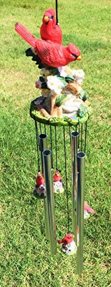 Pretty Red Crest Cardinal Birds Resonant Relaxing Wind Chime Patio Garden Decor