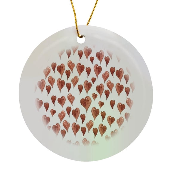 3drose, Pretty Red Hearts- Painted Art, Circle Porcelain Ornament