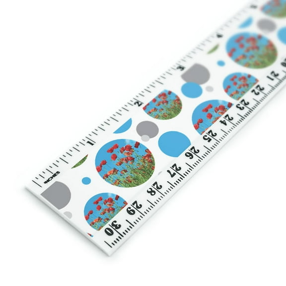 Pretty Red Poppies 12 Inch Standard and Metric Plastic Ruler