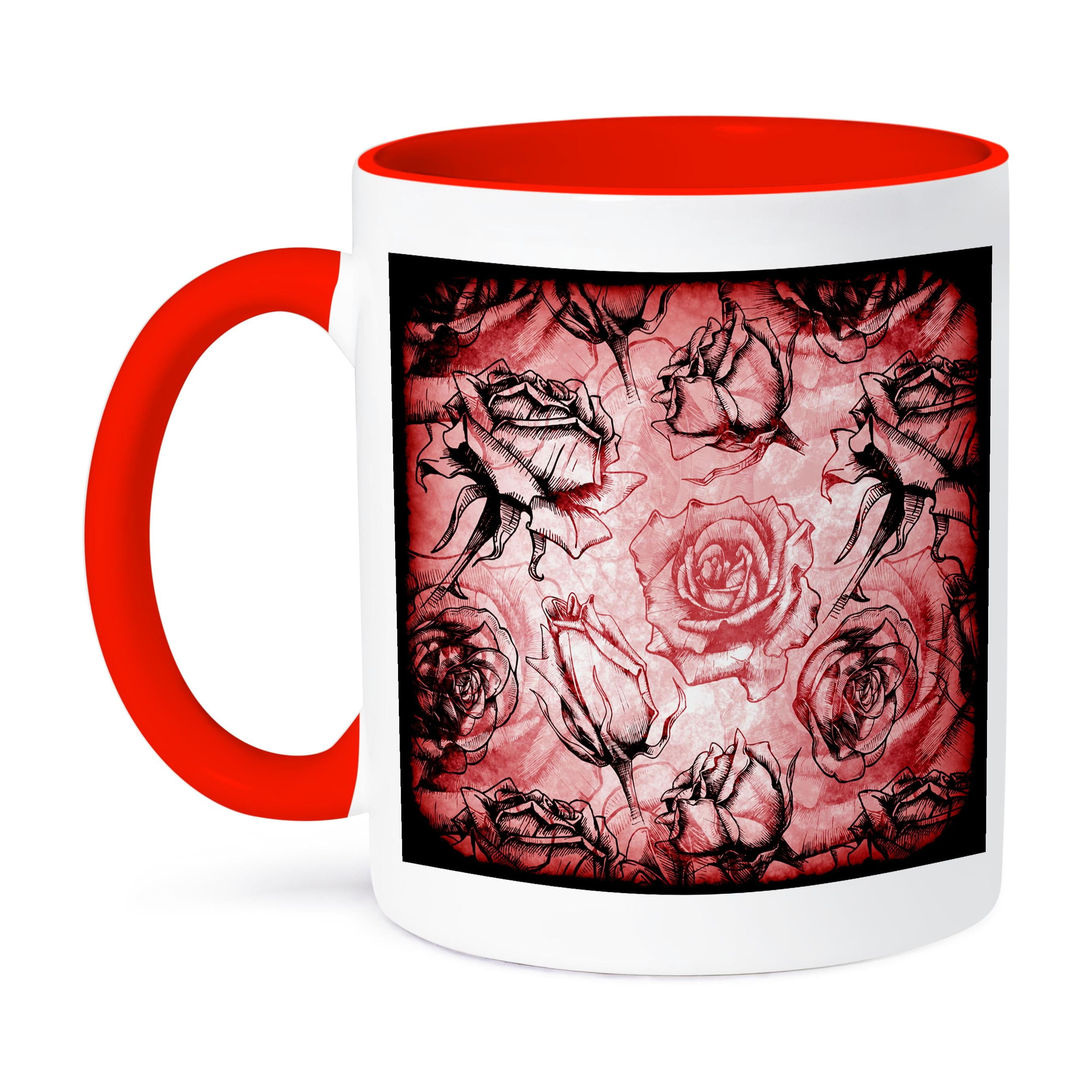 3dRose, Pretty Red Roses Overlay On A Pink Watercolor Background, 11oz ...