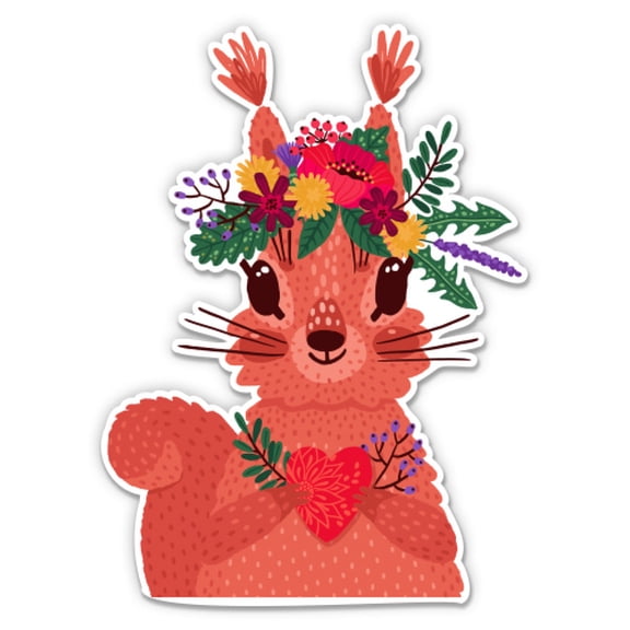 Pretty Red Squirrel Forest Woods Theme - 8" Vinyl Sticker - For Car Laptop I-Pad - Waterproof Decal